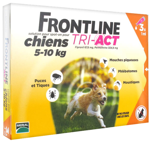 Image FRONTLINE TRI-ACT CHIEN S 5-10KGS SPOTON 3 PIPETTES